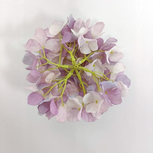 7.1''Light Purple Hydrangea Artificial Flowers,10Pcs Artificial Silk Hydrangea Heads,81 Petals Faux Flowers Heads with Stems for Home Wedding Baby Shower Decor(Light Purple) - color: Light Purple