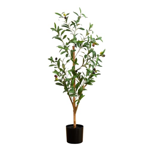 Nearly Natural Olive Tree - 3FT Tall Silk Faux Olive Tree for Home and Office Decor, Realistic Branches and Lifelike Fruits, Natural Wood Trunk, Potted - size: 3ft