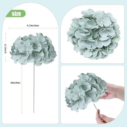 AVIVIHO 65pcs Fake Flowers Sage Green Hydrangea Artificial Flowers Bulk (Not Squished, No Steaming Need) Silk Flowers with Stems for Wedding Decor,Home,Baby Shower,Table Centerpieces Decoration - color: Sage Green, size: Medium