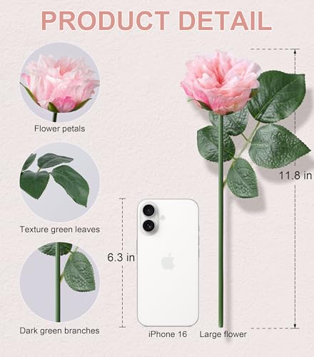 florisso White Rose Artificial Flowers - 13 Branches Faux Roses for Home Decor, Wedding Arrangements & Vase Centerpieces (Silk Roses) - color: Rose-white