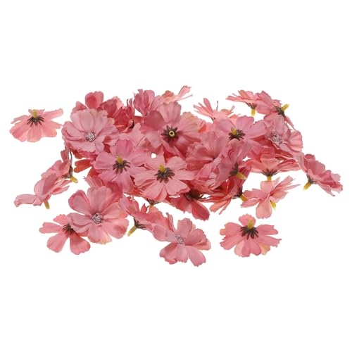 PATIKIL Fake Flower Heads for Crafts, 30 Pcs Faux Flower Bulk Mini Artificial Silk Flowers Embellishments Cherry Blossom for Wreath Wedding Party Decoration, Rose Red - color: Rose Red