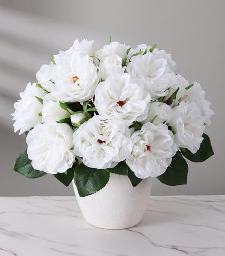 florisso White Rose Artificial Flowers - 13 Branches Faux Roses for Home Decor, Wedding Arrangements & Vase Centerpieces (Silk Roses) - color: Rose-white