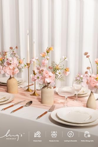 Ling's moment Artificial Greenery Stems Box Set, Faux Greenery Picks for DIY Bridal Bouquets Wedding Floral Arrangement Table Centerpieces, Blush & Powder Blue - color: Filler Flower Combo- Blush & Powder Blue