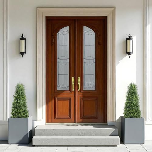 3ft Artificial Cedar Topiary Trees Set of 2, 36'' UV Resistant Faux Plants Outdoor, Faux Evergreen Cone Bushes & Shrubs for Front Porch Planter Decor - color: Cedar Green, size: 36in