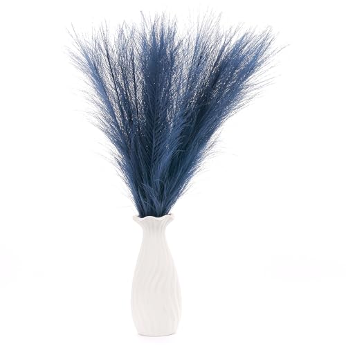 Faux Pampas Grass Decor ， 21.7 Inch Artificial Pampas Grass Navy Blue Reed Grass, Vase Filler for Home Decor, Room, Bathroom, Wedding, Table Centerpiece - 20PCS - color: Navy Blue