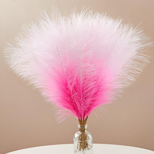 Alecono 𝟯𝟬𝙋𝙘𝙨 Pampas Grass 17in, Gradient Hot Pink Faux Pampas Grass Decor for Home Decoration, Wall Decor for Wedding Centerpieces Party Decorations (Gradient Hot Pink) - color: Gradient Hot Pink, size: 30pcs