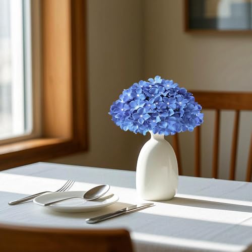Hydrangea Artificial Flowers, 20 Pcs Royal Blue Hydrangea Artificial Flowers Bulk, Faux Hydrangea Flowers for Outdoor, Fake Silk Hydrangea Flowers with Stems for Wedding Decoration Decor - color: Royal Blue, size: 20 Pcs