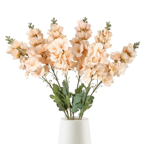 6PCS Gladiolus Artificial Flowers 33.5in Long Stem Fake Silk Flowers Faux Gladiolus for Tall Vases Wedding Home Party Centerpieces Table Decorations Floral Arrangements (Champagne) - color: Champagne