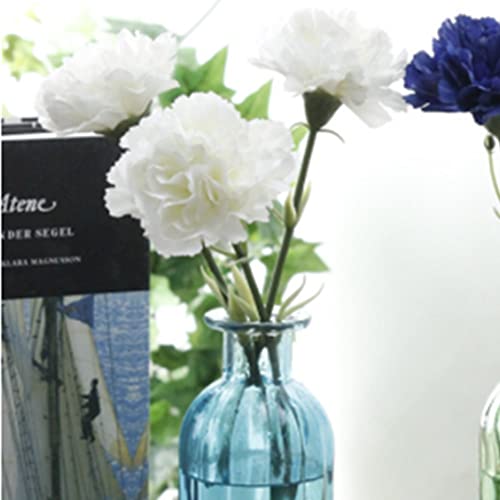 OUKEYI 18inch Artificial Flowers 10pcs Carnations Flowers Silk Hydrangea Bridal Wedding Bouquet for Home Garden Party Office Coffee House Decorations (White) - color: White
