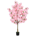 Cherry Blossom Artificial Tree, Fake Tree Faux Silk Plant with Plastic Nursery Pot, Artificial Plants for Home Office Indoor Decor (Pink, 4FT) - size: 4ft