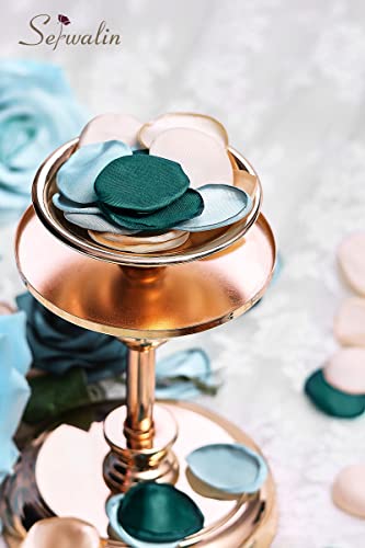 Serwalin 300Pcs Silk Rose Petals Flower Petals for Christmas Weddings Proposal Green Gold Petals Flower Girl Petals Aisle Flower Girl Basket Runner Bridal Shower Table Decor (3 Color Mixes) - color: A Romantic Chic Vintage Green, size: 300pcs