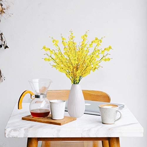 BOMAROLAN Artificial Orchid Silk Fake Flowers Faux Dancing Lady Orchids Stems Flower 10 Pcs Real Touch for Wedding Home Office Party Hotel Yard Decoration Restaurant Patio Festive Furnishing(Yellow) - color: Yellow