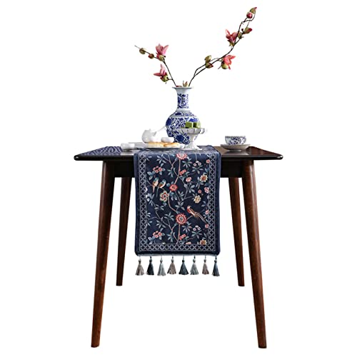 patdrea Vintage Chinoiserie Floral Table Runner Farmhouse for Home Kitchen Dining Decor Parties Family Dinners 12"*63" - color: Lanruoting, size: 12"*63"
