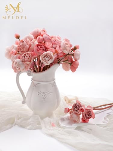 32Pcs Ranunculus Artificial Flowers Dusty Rose - Faux Silk Mini Peonies for DIY Wedding Bouquet, Home Decor, Bridal Shower Centerpieces - color: Dusty Rose