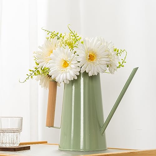 TOPIA Fake Flowers Artificial Gerbera Daisies Bouquet Silk White 10 Stems Match with Wild Flowerets