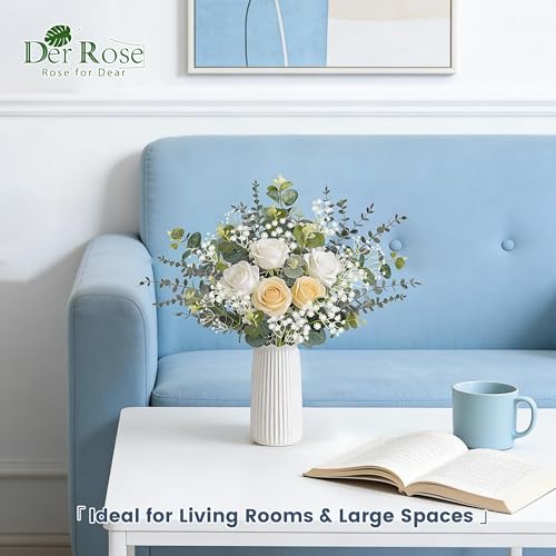 Der Rose 24Pcs Mixed Eucalyptus Stems&Babys Breath Artificial Flowers Bulk, Fake Flowers DIY Kit with Silver Dollar Leaves, Artificial Greenery Stems for Home Table Centerpieces Wedding Bouquets Decor - size: 24-Mixed Eucalyptus Stems