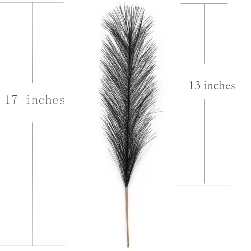 Fake Pampas Grass Plants Artificial Reeds Decoration Set of 28 Stems 17” Faux Florals Bulrush Fluffy Beige Branches for Boho Home Wedding Party Vase Fillers Christmas DIY Feathers Décor Black 28 Pcs - color: Pampas Grass Stems / Black 28 Pcs