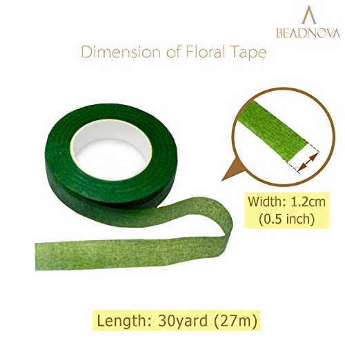 BEADNOVA Floral Tape 1/2inch Flower Tape Dark Green Floral Tape for Bouquets Floral Arranging Stem Wrap Craft (Dark Green, 30yards) - color: Dark Green