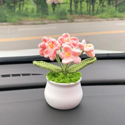 Joekaran Crochet Flowers Cute Flower for Her, Graduation Birthday Gifts for Women and Teacher, Mother, Coworkers, Valentines, Christmas, Desk Decor,Home Office Decoration(Pink Gradient Myosotis) - color: Pink Gradient Myosotis