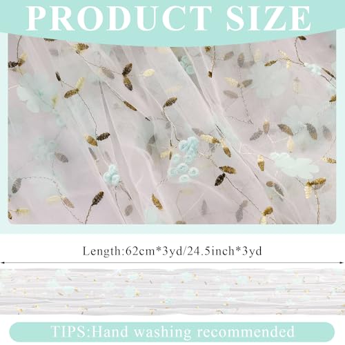 Embroidery Floral Table Runner Rustic Spring Summer Wildflower Tulle Table Runner Vintage Flower Kitchen Dining Tabletop Runners Decoration for Home Wedding Party, 108x24.5 Inch (Green Flowers) - color: Green Flowers, size: 108*24.5 inch