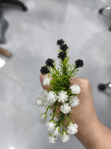 RAINFLOW Babys Breath Artificial Flowers Bulk - 100PCS Babys Breath Artificial Flowers, Mini Flower for Halloween Gothic Decor, Scrapbook Supplies, Garland Accents Bouquet Accessories(Black White) - color: Black White, size: 100 PCS