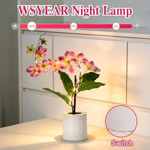 WSYEAR Purple Artificial Jasmine LED Flower Pot - Lighted Floral Decor for Wedding, Christmas, Home Decor,Night Light for Bathroom Kitchen Office Living Room Table Decor Indoor Outdoor - color: Jasmine