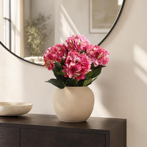 Larksilk Hydrangea Artificial Flowers - Faux Hydrangea Flowers - Home Decor, Easter Decorations, Spring Decor - Floral Centerpieces for Tables - 20" Floral Stems, Fuchsia, 1 Piece - color: Fuchsia, size: Pack of 1