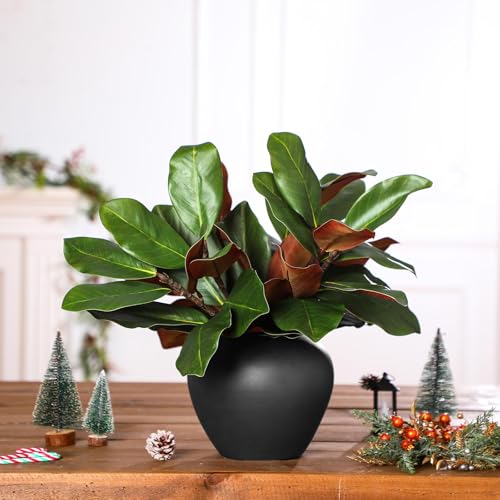 Thiccywoov 6 Pcs Magnolia Artificial Leaves Branches 3D Magnolia Pick Faux Stems Twigs Realistic Touch Faux Greenery Table Centerpiece for Spring Vase Filling Farmhouse Home Office (Green,18 Inch) - size: 18 Inch