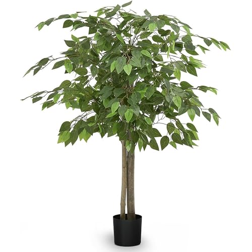 Maia Shop 3ft 5in Artificial Ficus Tree Plant for House, Apartment or Office – Realistic Fake Indoor Plants for Living Room, Kitchen, Bedroom, Entryway or Bathroom – Faux Greenery for Home Décor - color: Ficus, size: 3ft 5in