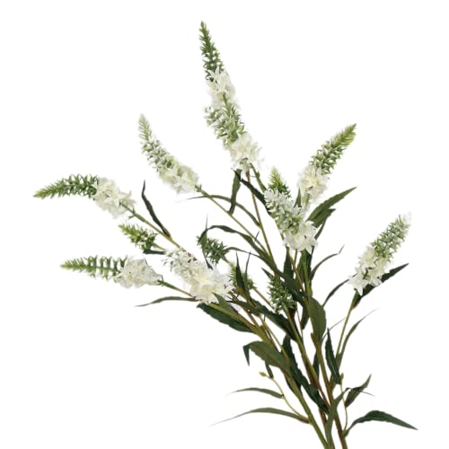 Artificial Lavender Lupine Flowers - 75cm (30 inches) High, 3PCS, 5 Flower Heads Perfect for Weddings, Restaurant, Office, and Bedroom Decor (White) - color: White
