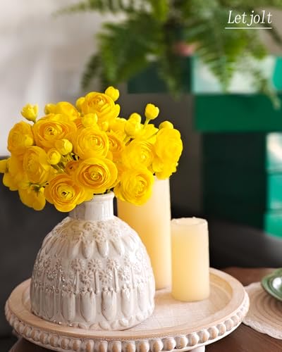 Letjolt Artificial Ranunculus Flower Yellow Silk Flower, 18pcs | Faux DIY Bouquet, Wedding Engagement Centerpieces, Bridal Shower Decorations, Home Decor - color: Yellow