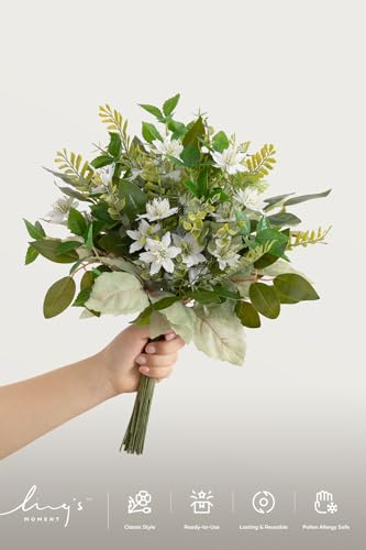 Ling's moment Artificial Greenery Stems Box Set, Faux Greenery Picks for DIY Bridal Bouquets Wedding Floral Arrangement Table Centerpieces, Sage & Light Green - color: Season Combo- Late Spring