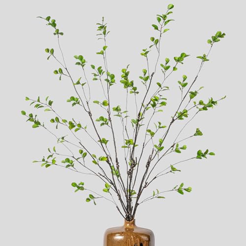 Artificial Ficus Branches 47.2" Artificial Eucalyptus Stems Fake Ficus Branches Faux Plants Greenery Leaves Filler Vase for Home Decor Green Twig Leaf Office Wedding Decoration 4PCS Green - color: 47.2"green 4pcs