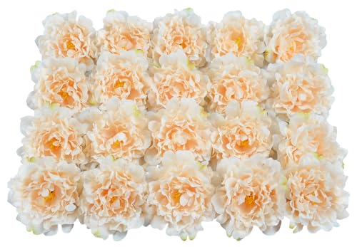 20 Pcs Artificial Flower Peonies, 5" Silk Fake Peonies with 6" Stems No Leaf, Faux Peonies Flowers for Decoration Wedding Home Party Centerpiece Decor Floral Art (Nude) - color: Nude