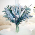 Pampas Grass Decor Dried Flowers with Blue Pampas Grass Boho Floral Arrangements for Home Office Wedding Centerpieces Rustic Blue Flowers Decor