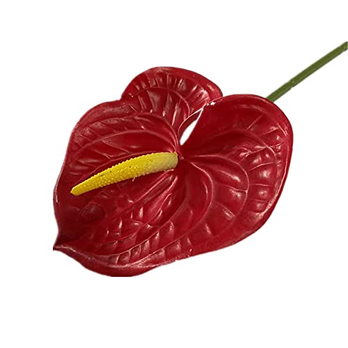8pcs Artificial Anthurium Flower Branch 60cm 3D Printing Effect Faux Real Touch Single Stem per Piece Anthurium for Home Table Floral Decoration (red) - color: Red