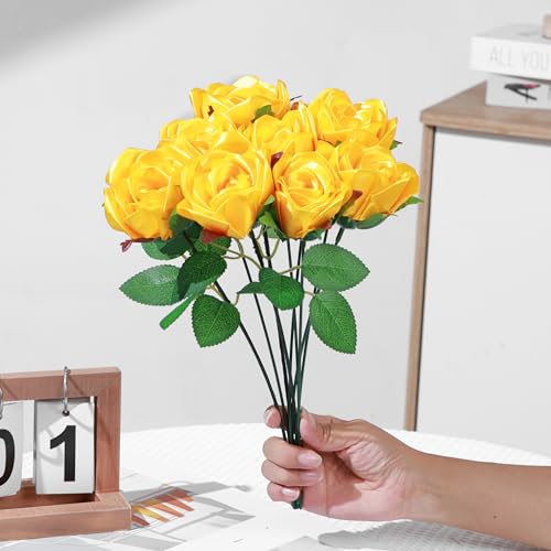 100Pcs Ready-to-Use Satin Rose Petals, Create Custom Eternal Flower Bouquets for Wedding, Engagement, Anniversary Easily DIY (Gold) - color: 100 Pcs Gold