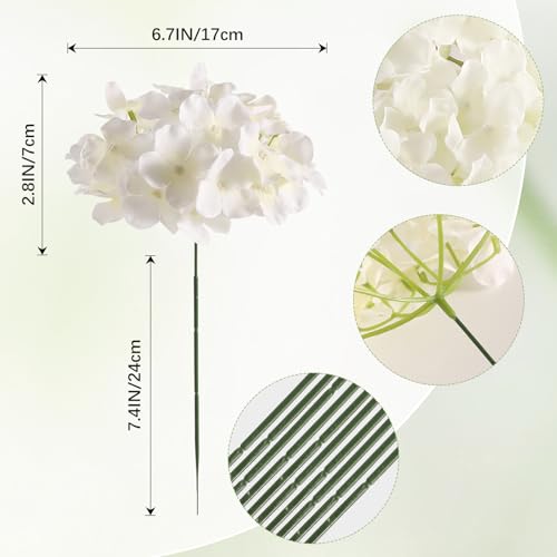 Tifuly 24 Pcs White Hydrangea Artificial Flowers Bulk, Faux Hydrangea Full Flowers Heads with Stems, Fake Silk Flowers for Wedding, Garden, Home, Party Decoration - color: White