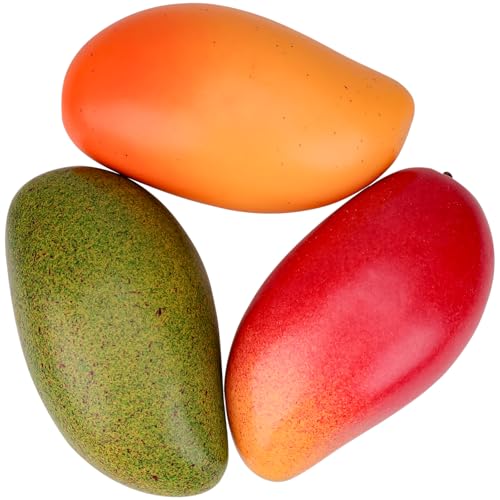 Gresorth 3pcs Artificial Lifelike Mango Decoration Fake Fruit Home Party Kitchen Table Food Show - color: Mango