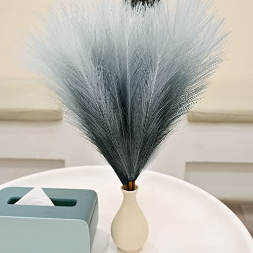 6 PCS Faux Pampas Grass Arrangement - 18"/45cm Artificial Fluffy Pompous Grass Stems for Boho Chic Home and Wedding Decor (Light Grey Gradient) - color: E3- Lightgrey Gradient