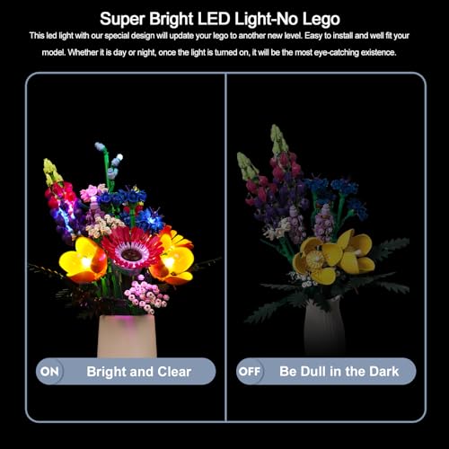 BrickBling LED Lighting Compatible with Lego Icons Wildflower Bouquet 10313 Artificial Flowers; Creative Light Kit Compatible with Lego 10313, Great Gift for Adults
