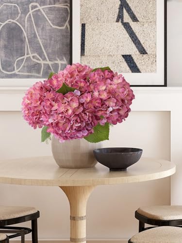 ZYTUYO 20" Real Touch Magenta Hydrangeas 4PCS Artificial Hydrangeas Latex Faux Flowers with Long Stem for Spring Living Room Home Table Centerpiece Kitchen Wedding Party Xmas Floral Decoration - color: Magenta