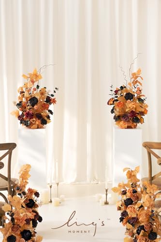 Ling's moment 41" Tall Fall Free Standing Artificial Flowers Arrangements 2 pcs Wedding Arch Altar Stage Decorations Classic Halloween Wedding for Ceremony Reception Church Backdrop Outdoor Party - color: Or-black & Pumpkin Orange
