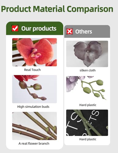 Artificial Orchid Flowers Set Real Touch Faux Flower in Vase Faux Butterfly Orchid Lifelike Orchid Arrangement for Wedding Home Office Party Hotel Decoration - color: Light Red
