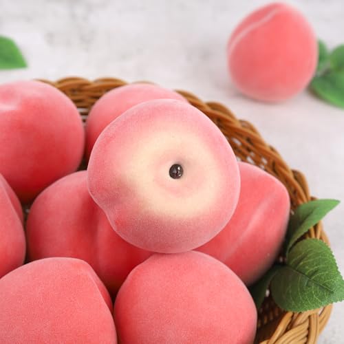 Gresorth 6pcs High Grade Fake Peach Decoration Artificial Realistic Fruit Model for Home Party Holiday Festival Christmas Display - color: A