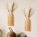 2 Pack Wooden Wall Vase with 40 Pcs Dried Pampas Grass Decor, Boho Pampas Grass Fall Farmhouse Hanging Planter for Hallway, Bedroom, Living Room, Dining Room, Office - style: Farmhouse Style