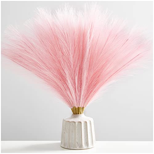 Serwalin Fake Pampas Grass 17 Inch 6pcs, Pink Pampas Grass Decor Living Room Decor, Artificial Pampas Grass Blush Faux Small Fluffy Boho Pampas Wedding Party Decoration Vase Filler - color: A Blush, size: 17 Inch 6 Pcs