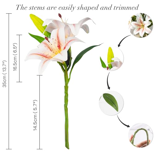 18 Artificial Lily Flowers with 12 Heads Fully Bloomed Lilies and 6 Buds, Short Stem Tiger Lily Fake Flowers for Wedding Bouquet Home Party Hotel Office Floral Arrangements (Champagne Gold) - color: Champange God