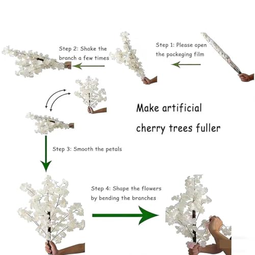 Japanese Artificial Cherry Tree Artificial Cherry Blossom Trees Fake Cherry Blossom Tree Indoor Outdoor Home Office Party Wedding Hotel,White,H5.9*L4.9ft - color: White, size: H5.9*L4.9ft