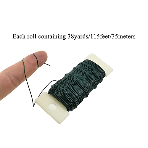 HAHIYO 22Gauge Green Flexible Metal Floral Wire - 3 Rolls Total 115 Yards (345 Feet) for Crafts, Christmas Wreaths, Tree & Flower Arrangement - color: Green, size: 22Gauge-3P/115Yards